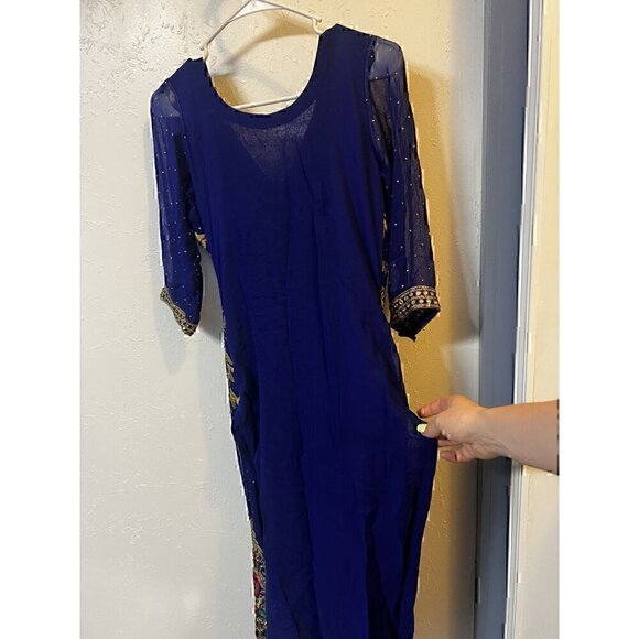 PAKISTANI INDIAN SHALWAR KAMEEZ CHIFFON, EMBROIDERY WORK DRESS. SIZE SMALL - Picture 4 of 11
